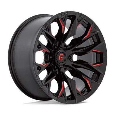 FUEL Off-Road D823 Flame Wheel, 20x9 with 5 on 5.0 Bolt Pattern - Gloss Black Milled With Candy Red - D82320907550